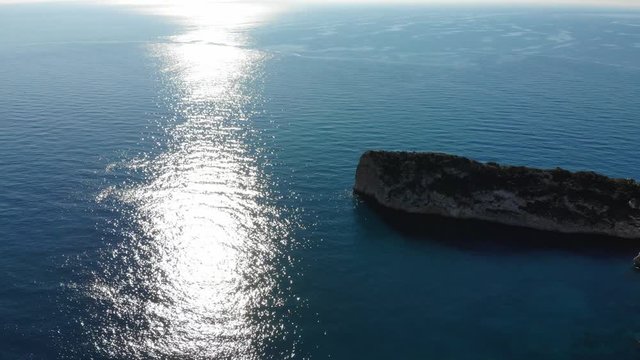 Aerial view of the mediterranean sea in from Valencia Spain.