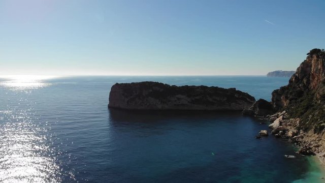 Aerial view of the mediterranean sea in from Valencia Spain.
