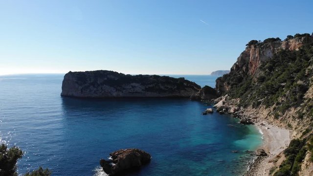 Aerial view of the mediterranean sea in from Valencia Spain.
