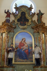 Fototapeta premium Altar of the Virgin Mary in the Church of Saint Francis Xavier in Vugrovec, Croatia