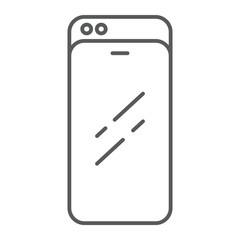 Slider smartphone thin line icon, technology and communication, mobile phone sign, vector graphics, a linear pattern on a white background.