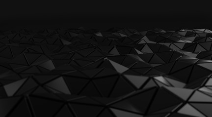 Elegance black triangular abstract background, Glossiness surface. 3d Rendering
