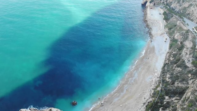 Aerial view of the mediterranean sea in from Valencia Spain.