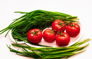 red tomato with greens 