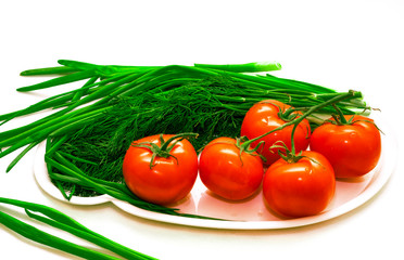 red tomato with greens 