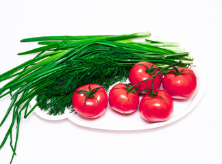 red tomato with greens 