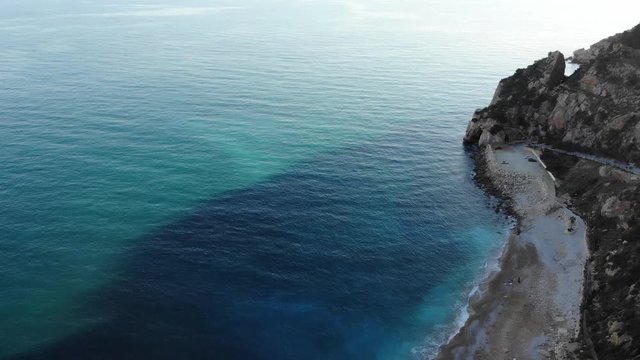 Aerial view of the mediterranean sea in from Valencia Spain.