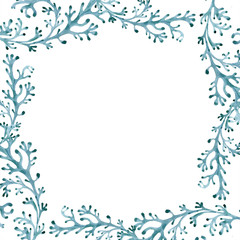 Fototapeta na wymiar Blue iris floral botanical flower. Watercolor background illustration set. Frame border ornament square.