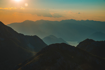Obraz premium panoramic view of lovcen national park in montenegro on sunset