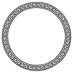 Round frame in Ancient Greek style isolated on white background.