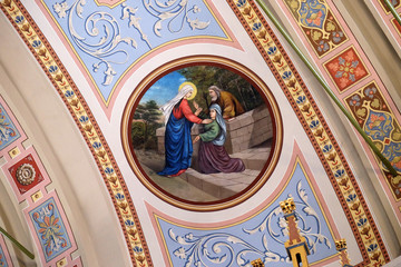 Visitation of the Virgin Mary, fresco in the church of Saint Matthew in Stitar, Croatia