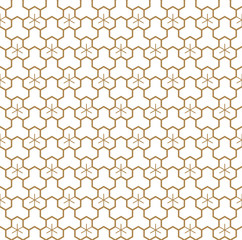Seamless pattern based on Japanese ornament Kumiko.Golden color.