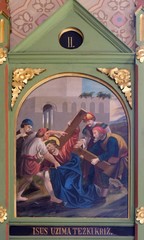 2nd Stations of the Cross, Jesus is given his cross, church of Saint Matthew in Stitar, Croatia