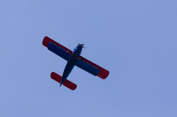 AIRPLANE ON THE BLUE SKY - A beautiful classic machine in flight

