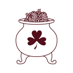 leprechaun cauldron with coins isolated icon