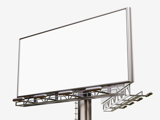 Obraz premium 3D rendering of blank billboard (empty advertisement) isolated on white background - mock up template