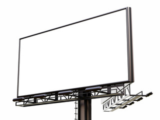 3D rendering of blank billboard (empty advertisement) isolated on white background - mock up template