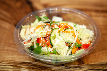 European international fusion cuisine, a beautiful dish on a white plate decorated with herbs and vegetables. a professional chef has prepared a delicious meal.