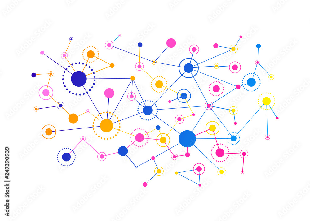 Poster Network concept. Connected lines and dots. Vector 