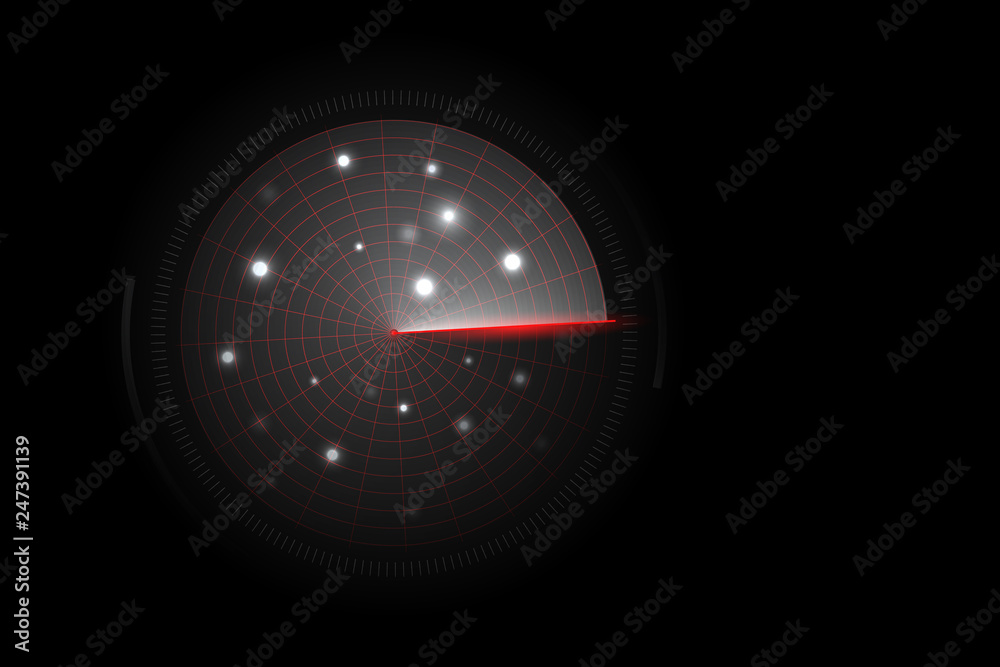 Poster radar screen. sonar search. vector hud