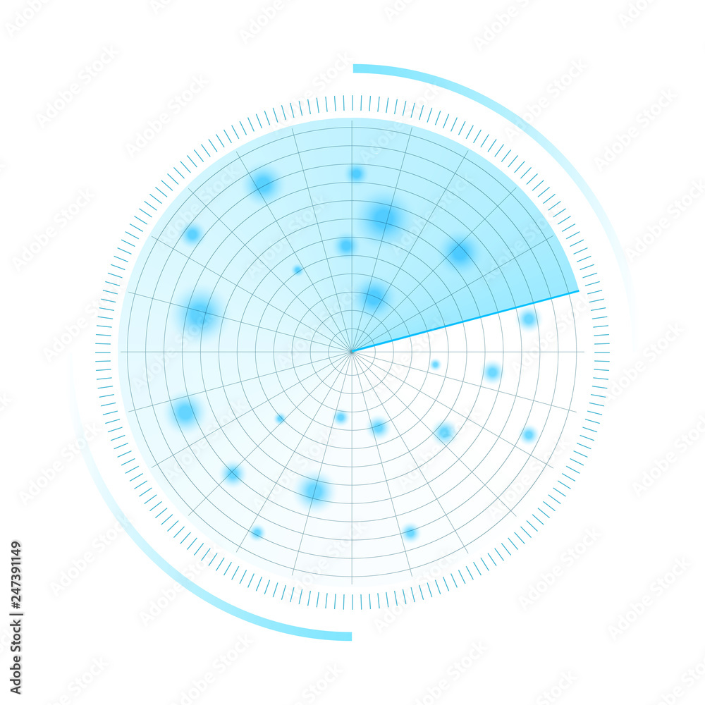Poster radar screen. sonar search. vector hud
