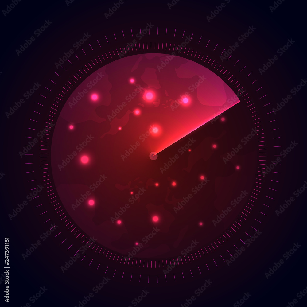 Poster radar screen. sonar search. vector hud