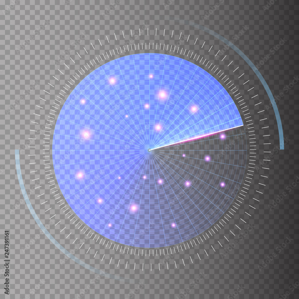 Poster radar screen. sonar search. vector hud