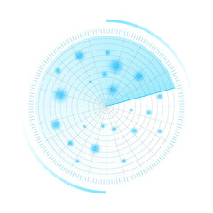 Radar screen. Sonar search. Vector HUD 