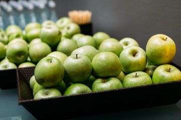 Green apple Raw fruit and vegetable backgrounds overhead perspective, part of a set collection of healthy organic fresh produce