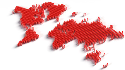 World map isolated on white background. Flat Earth. Travel worldwide, map silhouette backdrop.