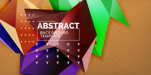 Vector triangular 3d geometric shapes background, modern poster design