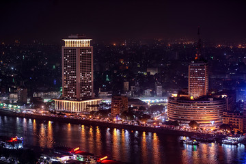 18/11/2018 Cairo, Egypt, incredible skyscraper view of a night city with lots of city lights