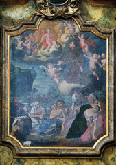 Obraz na płótnie Canvas Saint Anthony altarpiece in the church of Saint Leonard of Noblac in Kotari, Croatia