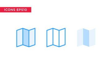 map icon in line, outline, filled outline and flat design style isolated on white background. vector eps10