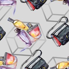Fashionable sketch in a watercolor style isolated element. Watercolour illustration set. Seamless background pattern.