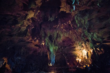 Cave with stalactites in the tropical jungles of the Philippines.