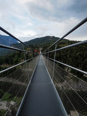 Reutte, Tyrol, Austria - August, 2018 2018: Highline 179 in Reutte, longest 406 meters rope...