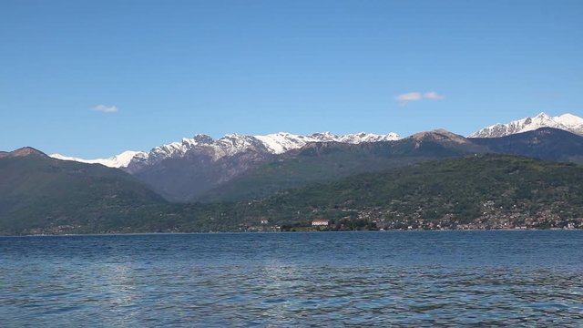 Holidays at Lake Maggiore view to the Borromean Islands, Piedmont Italy