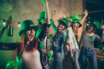 Group funky funny company raise beverage wear specs irish culture green costumes tradition caps...