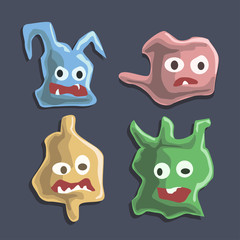 Set of cartoon monsters. Cute monsters colorful doodles - Vector