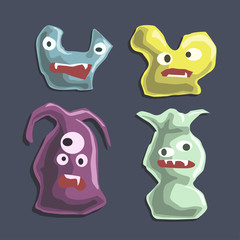 Set of cartoon monsters. Cute monsters colorful doodles - Vector