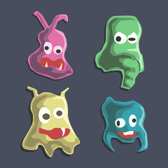 Set of cartoon monsters. Cute monsters colorful doodles - Vector