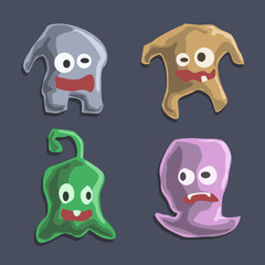 Set of cartoon monsters. Cute monsters colorful doodles - Vector
