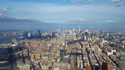 Fototapeta na wymiar Wide angle aerial view over Manhattan New York