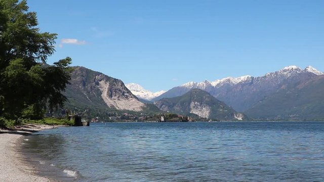 Holidays at Lake Maggiore view to the Borromean Islands, Piedmont Italy