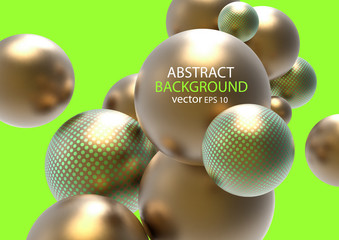 Golden balls .3D Advertising Banner with Balloons .Festive background