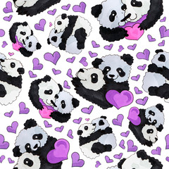 cute panda pattern. background for web and print purpose. marker art