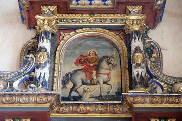 Fototapeta na wymiar Saint Martin altarpiece in the Church of Saint Michael in Vugrovec, Croatia
