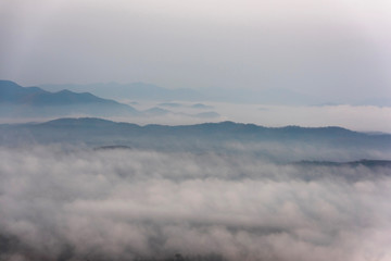 Fototapeta premium Viewpoint of the sea of fog Chiang Khan District, Thailand