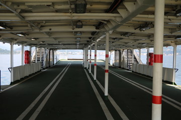 Fototapeta premium Car ferry between Intra Verbania and Laveno Mombello, Lago Maggiore Italy